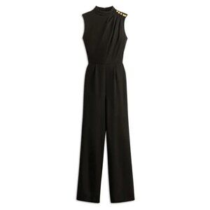 New! Donna Karan New York Black Pleated Straight Leg Jumpsuit 8 - 47742
